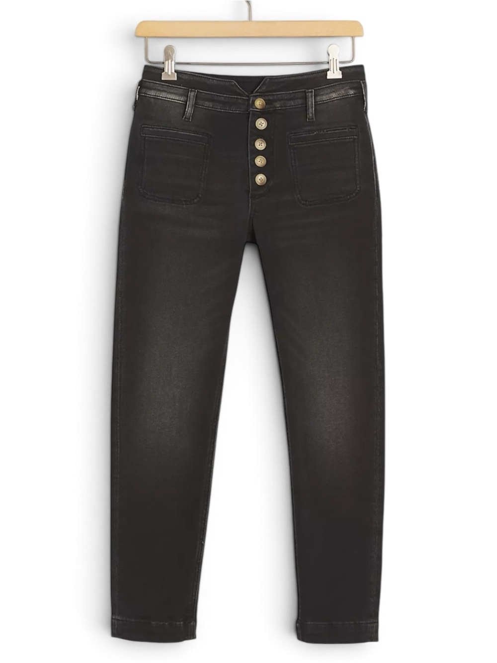 Anthropologie Pilcro Black Ultra High-Rise Slim Utility Button Fly Jeans Sz 28P